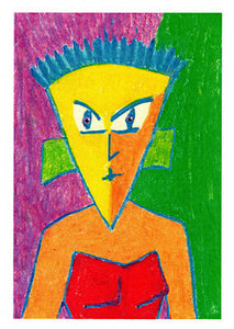 She’d dressed up for the party, with her best frock, favourite earrings and a spiky hairdo by Australian artist Sally Pryor and published by Cloud Publishing as a greeting card