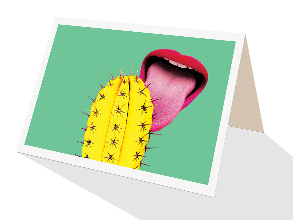 cactus tongue Tongue licking a yellow cacti greeting card. Ow! Humorous – Cloud Publishing
