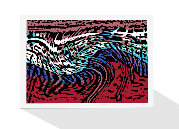 Abstract waves on the beach by artist Tony brindley and published as a greeting card by Cloud Publishing