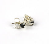3mm Black Spinel gemstone sterling silver stud earrings. Tiny earrings
