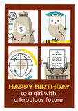 Happy Birthday greeting card to a girl with a fabulous future by artist Sally Pryor.