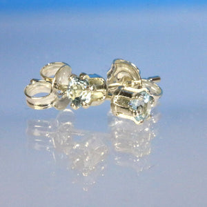 Sky Blue Topaz 3mm tiny sterling silver stud earrings