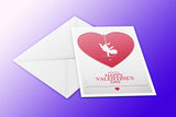 Happy Valentine's day greeting card  with a a white cupid holding a bow and arrow inside a red heart published by Cloud Publishing
