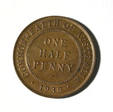 Australia 1938 Half Penny C of A reverse with mint bloom. Cloud Publishing