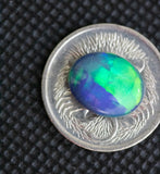 BLACK OPAL Green Blues Broad pattern flash 2.72cts Oval shape from Lightning Ridge