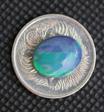 BLACK OPAL Green Blues Broad pattern flash 2.72cts Oval shape from Lightning Ridge