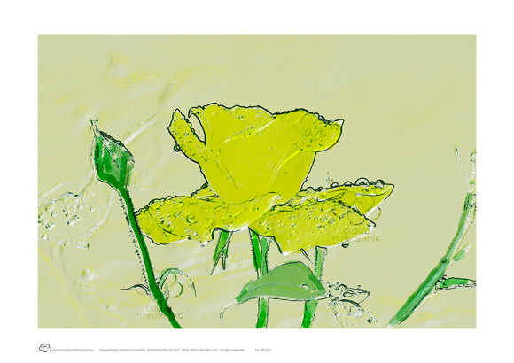 Yellow rose A3 unframed print wall decor published by Cloud Publishing.