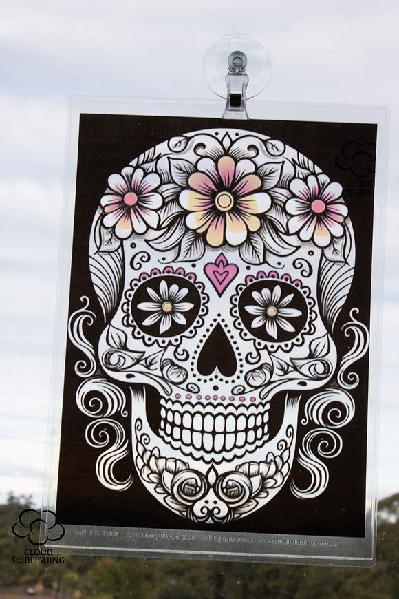 A4 Sugar Skull transparency Window Decor Light Catcher