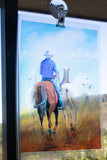 A4 Stockman & horses transparency Window Decor Light Catcher