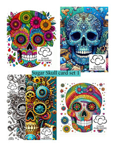 Skull x 4 greeting card set 1