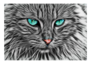 Smoking blue eyed cat greeting card