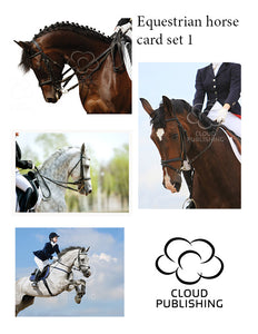 Four equestrian horse card set 1