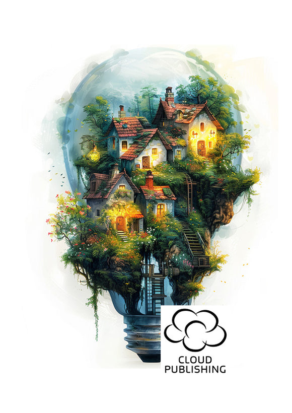 Light Bulb house fantasy greeting card