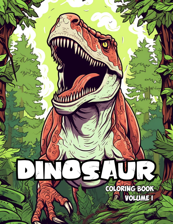 Dinosaur colouring in downloadable eBook Vol 1