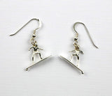 Surfboard rider sterling silver earrings