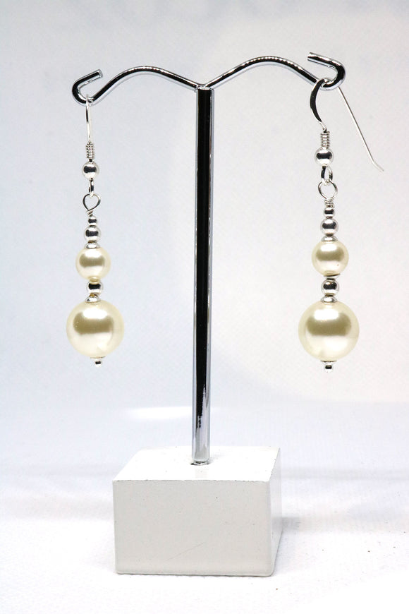 Swarovski® simulated crystal cream pearls 10mm and 6mm sterling silver earrings