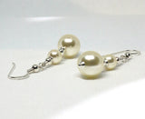 Swarovski® simulated crystal cream pearls 10mm and 6mm sterling silver earrings