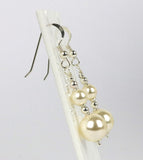  Swarovski® simulated crystal cream pearls 10mm and 6mm sterling silver earrings