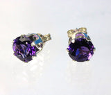 Amethyst 8mm grade AAA gemstones set in 8mm sterling silver studs with butterfly clasps