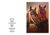 Horse racing greeting card with Black Cavier and Phar Lap by artist Peter Hill and published by Cloud Publishing