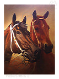 Horse racing greeting card with Black Cavier and Phar Lap by artist Peter Hill and published by Cloud Publishing