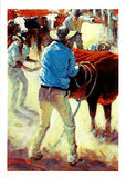 Greeting card of Wranglers at work bronco branding by PJ Hill and published by Cloud Publishing