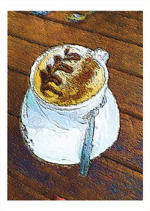 Coffee cup greeting card illustration by Tony Brindley