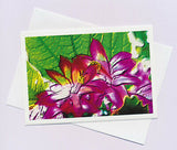 Flower greeting card of purple zygocactus flowers