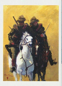 Australian Light Horsemen greeting card by artist Peter Hill and published by Cloud Publishing