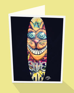 Smiling Surf Board street art greeting card by Matt Tanner published by Cloud Publishing