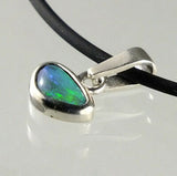 Black Opal sterling silver pendant with blue green colours