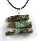 Ruby in Fuschite 3 tier sterling silver Boho necklace pendant from Cloud Publishing