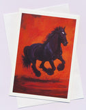 Greeting card "Gypsy" the Clydesdale in full flight by artist PJ Hill and Cloud Publishing