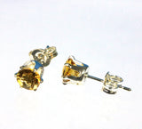 Golden Citrine 5mm sterling silver stud earrings