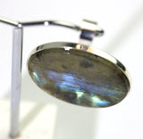 Labradorite gold and blue 30mm Sterling Silver Pendant necklace
