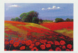 Poppy fields of Flanders. Lest we forget. A  painting by Australian Peter Hill and published as a greeting card by Cloud Publishing
