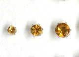 Citrine gemstone stud earring set 3mm, 4mm and 5mm sterling silver November birthstone
