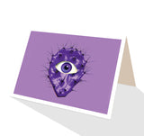 Purple cacti greeting card with an eye ball from Cloud Publishing