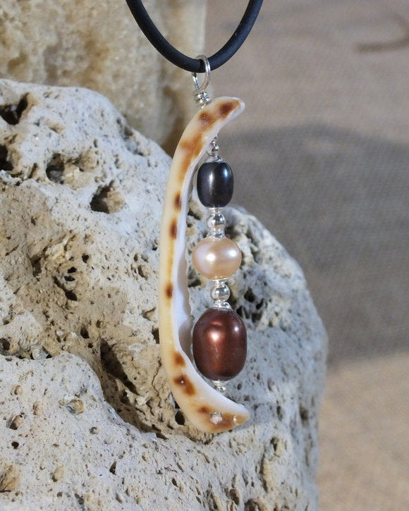 freshwater pearl and shell sterling silver pendant necklace from Cloud Publishing