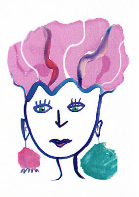 Pink Hair greeting card by Sally Pryor and published by Cloud Publishing
