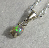 Green blue Australian dark crystal opal sterling silver pendant necklace from Cloud Gift Store