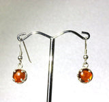 Amber 8mm round sterling silver drop earrings. 