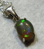 Green black opal crystal Sterling Silver Pendant and Chain from Australia