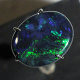 Green blue black opal oval cabochon 2.66cts from Lightning Ridge