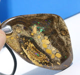 Boulder opal sterling silver pendant necklace