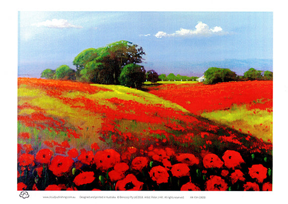Poppy Fields of Flanders A4 unframed print by Peter Hill and published by Cloud Publishing