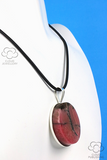 Pink and black Rhodonite sterling silver pendant necklace