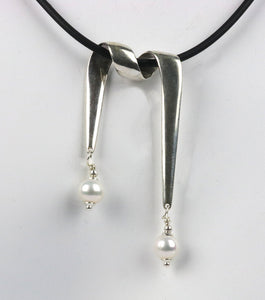 Sterling silver ribbon wrapped 6mm freshwater pearl pendant