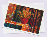 orange pot by the pool greeting card by artist Tony Brindley and published by Cloud Publishing