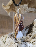 Freshwater pearl, sterling silver beads and a shell fragment make this one of a kind pendant necklace